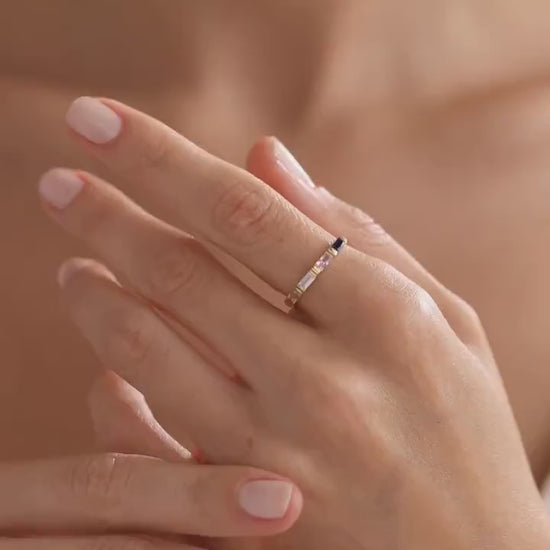 Baguette Birthstone Ring,Custom Birthstone Ring,Custom Stackable Gemstone Ring,Perfect for Everyday,Personalized Gifts for Mom,Birthday Gift