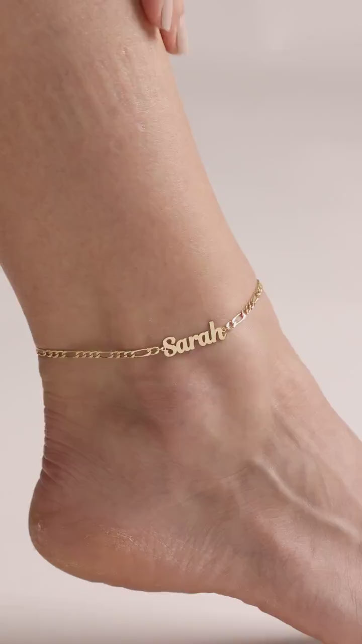 Personalized Name Anklet,Custom Initial Anklet,14K Gold or Silver,Birthday Gift,Custom Jewelry,Gift for Her, Handmade Jewelry ,Gift for Her