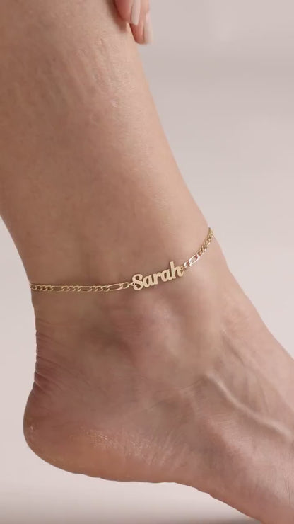 Personalized Name Anklet,Custom Initial Anklet,14K Gold or Silver,Birthday Gift,Custom Jewelry,Gift for Her, Handmade Jewelry ,Gift for Her