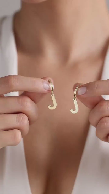 Gold Initial Huggie Hoop Earrings: Personalized Letter Jewelry