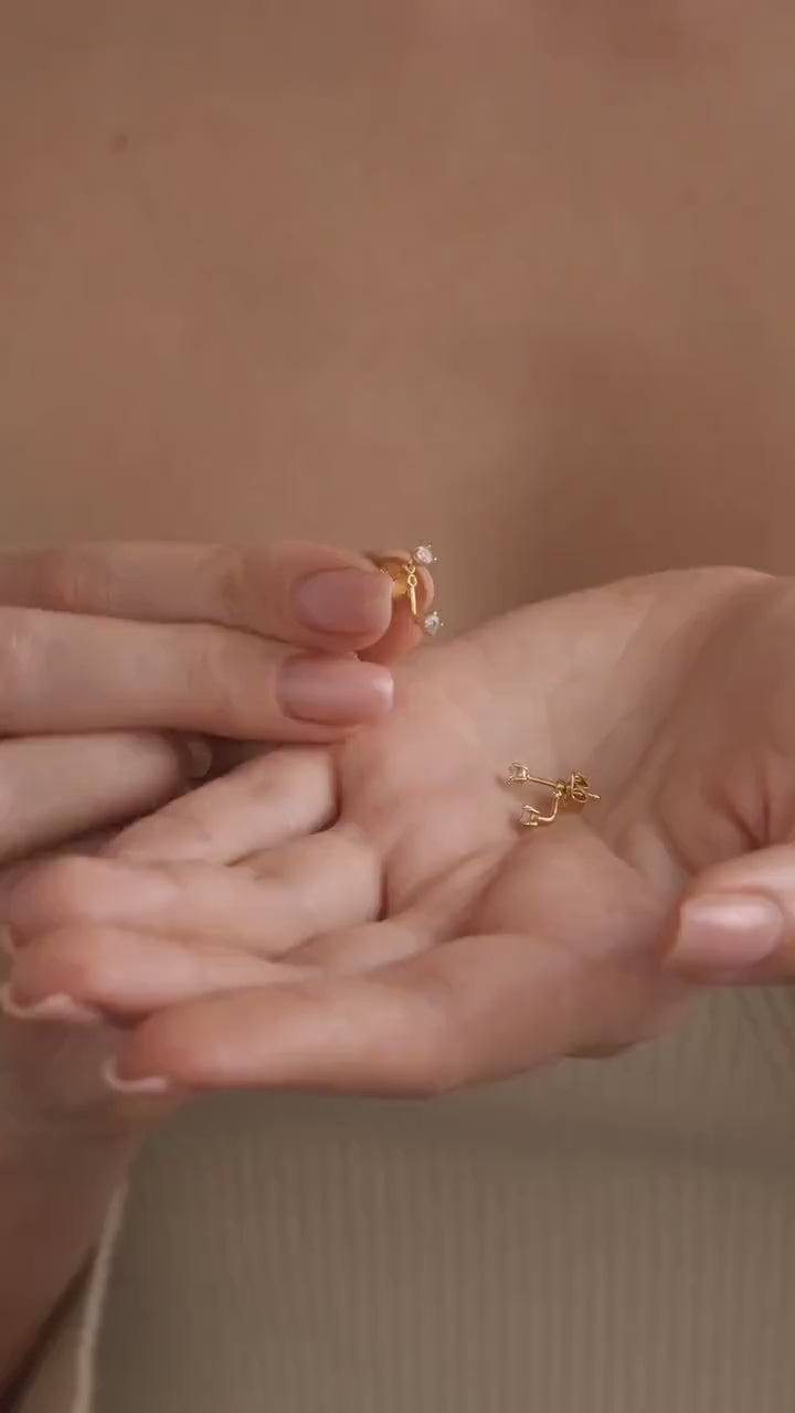 Sterling Silver Front Back Earrings: Dainty Minimalist Studs