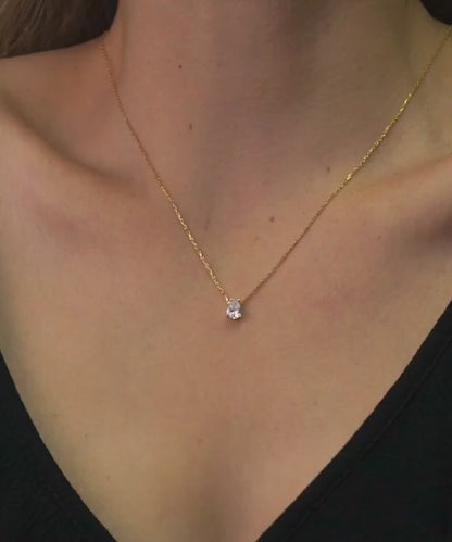 Teardrop Diamond Necklace ,Sterling Silver Diamond necklace, Minimalist Charm Necklace, Daily Wear Necklace for Women, Gift for Her