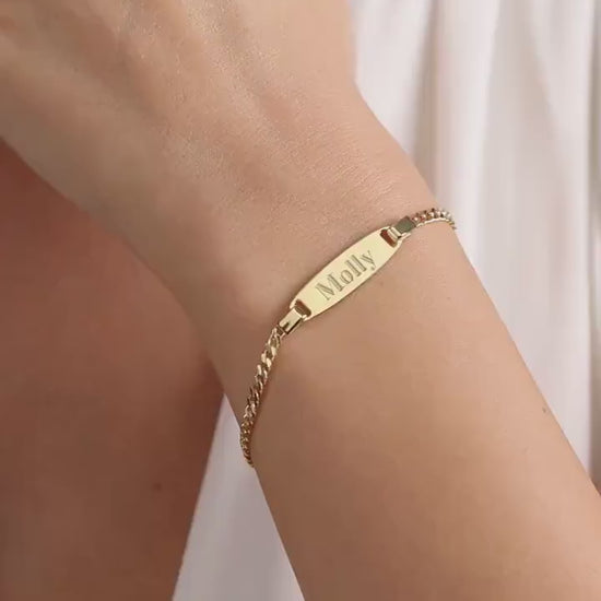 14k Solid Gold Baby Name Bracelet , Baby Id Bracelet , Custom Baby Bracelet , Gold Baby Bracelet , Baby Gold Bracelet