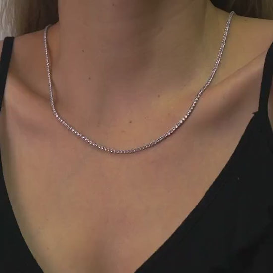 14K Gold Tennis Necklace, Diamond Tennis Necklace, Dainty Choker Necklace, Bridesmaid Gift,Chian Necklace
