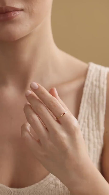 14K Solid Gold Baguette Birthstone Ring :  Dainy Stackable Ring, Personalized Jewelry gift for her