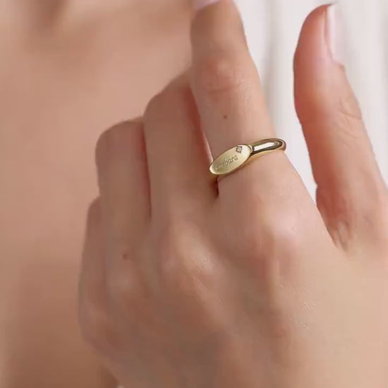 Personalized 14K Gold Birthstone Ring: Custom Initial Name Ring