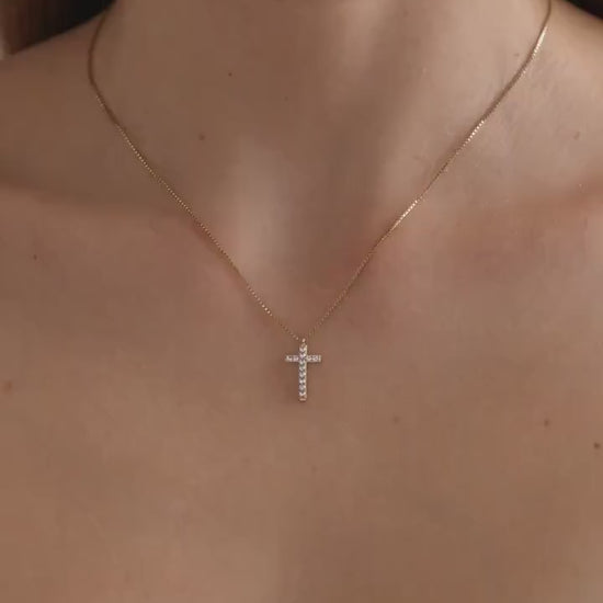 14K Gold Cross Necklace, First Communion Gift for Girls, Dainty Christian Cross Necklace, Baptism Gift, Religious Jewelry, Christmas Gift