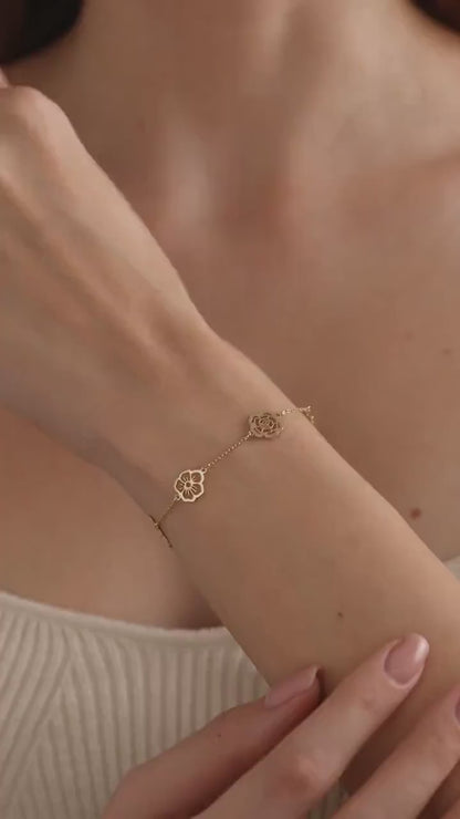 14K Gold Birth Flower Bracelet: Personalized Family Keepsake