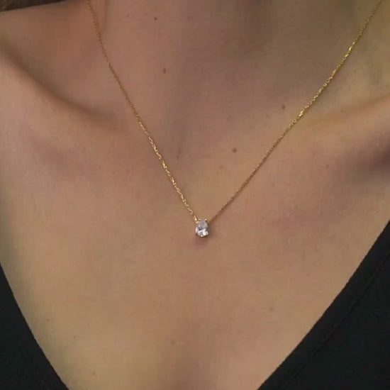 Teardrop Diamond Necklace, 925 Sterling Silver, Mothers Day Gift