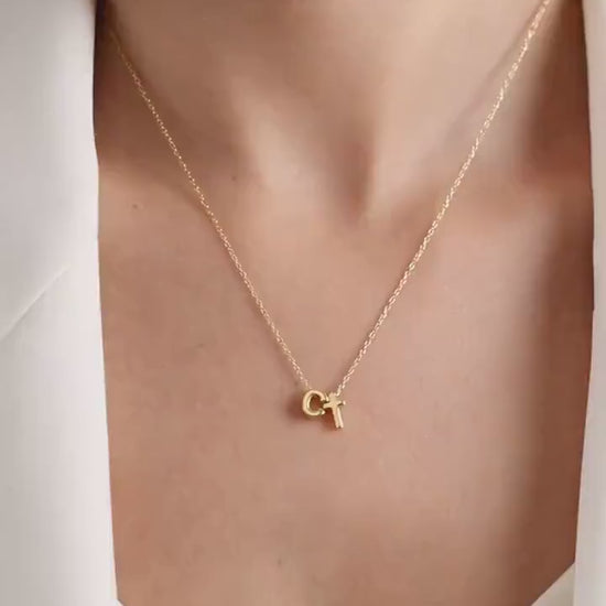 Cross Necklace with initial,Dainty Gold Cross Necklace,Gift for Her,Tiny Cross Necklace, Confirmation Gift,Baptism Gift,Minimalist Necklace