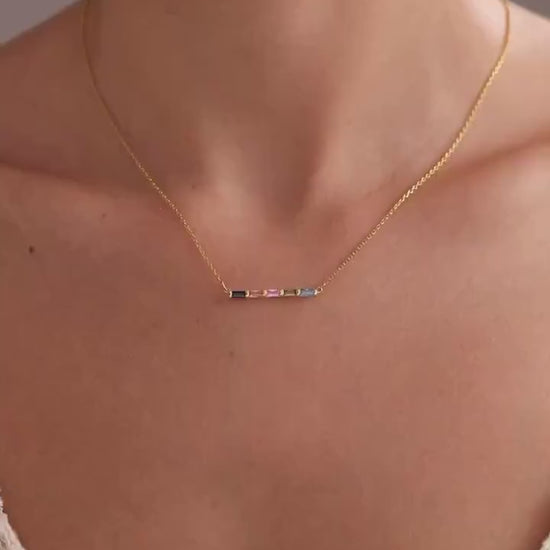14K Gold Family Birthstone Necklace, Mothers Necklace, Mom Jewelry, Family Necklace, Birth Stone Necklace, Birthday Gift, Christmas Gift