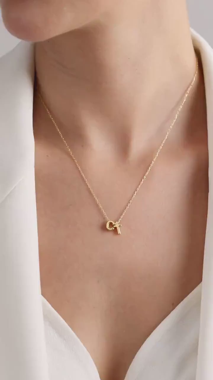 Personalized Necklace, Dainty Cross Pendant with initial , Cross Necklace for Women, Cross Necklace, Christian Gifts, Personalized Gifts