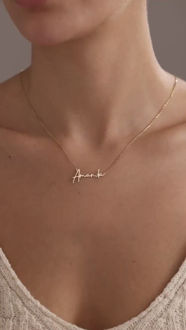 Personalized 14k Solid Gold Name Necklace: Custom Jewelry Gift