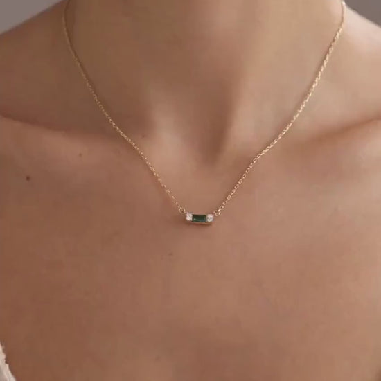 Custom Baguette Birthstone Necklace: Personalized Jewelry, Emerald Cut Necklace, Minimalist Necklace, Dainty Necklace, Anniversary Gift