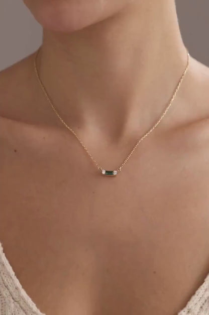 Custom Baguette Birthstone Necklace: Personalized Jewelry, Emerald Cut Necklace, Minimalist Necklace, Dainty Necklace, Anniversary Gift