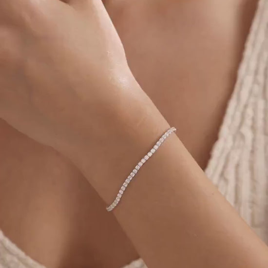 Dainty Sterling Silver Tennis Bracelet: Cubic Zirconia Minimalist Bracelet