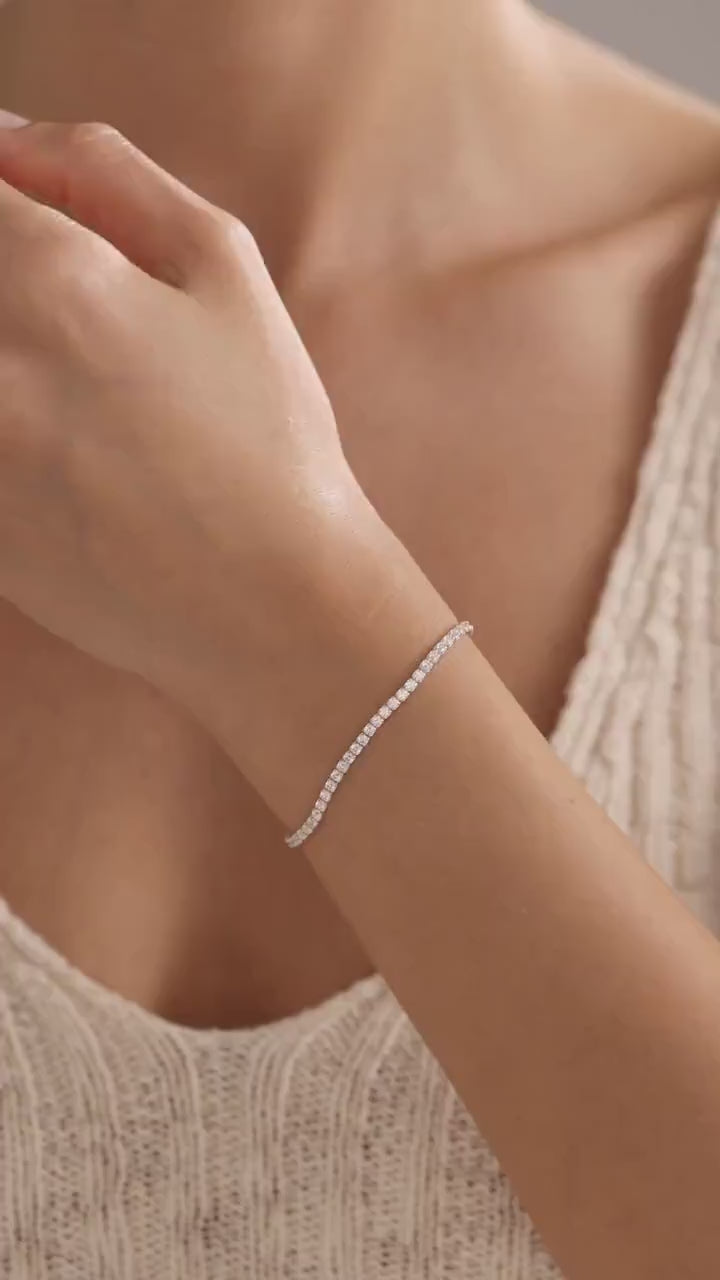 Dainty Sterling Silver Tennis Bracelet: Cubic Zirconia Minimalist Bracelet
