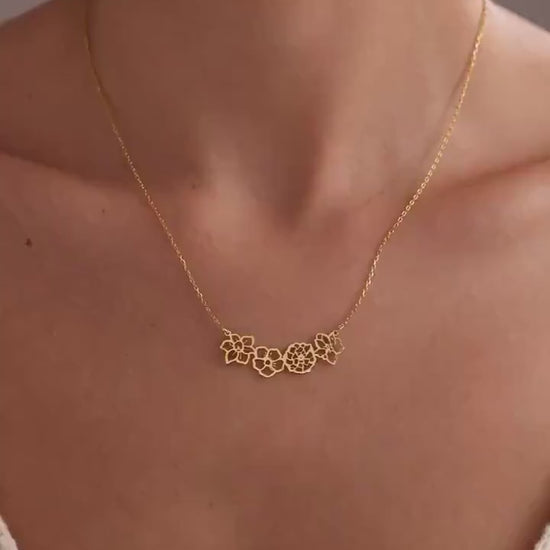 Sterling Silver Birth Flower Necklace: Personalized Family Necklace For Mom
