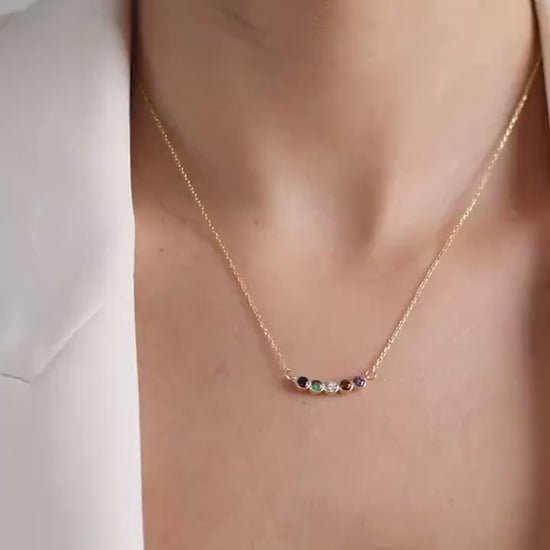Dainty 14K Gold Family Birthstone Necklace – Custom Personalized Jewelry