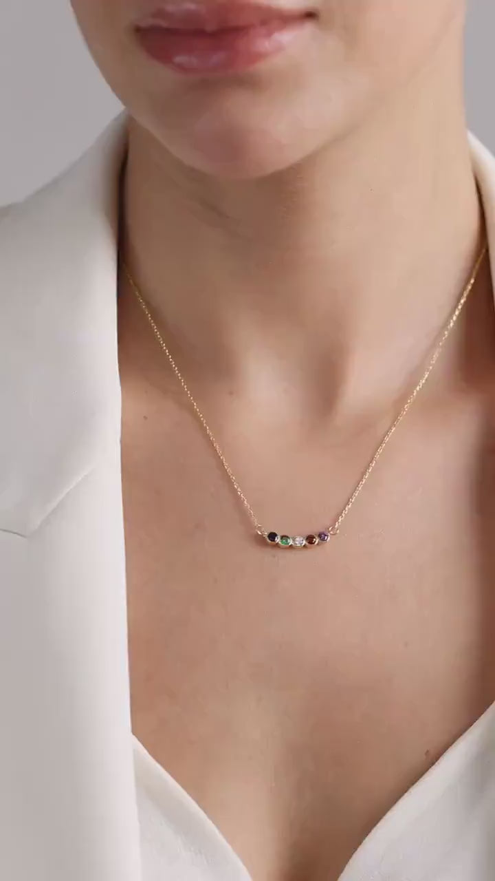 Dainty 14K Gold Family Birthstone Necklace – Custom Personalized Jewelry